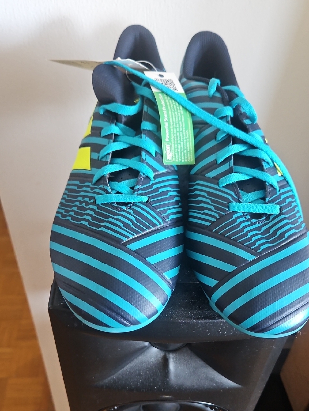 Adidas Nemeziz Striped Teal and Black Soccer Cleats